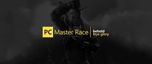 PC Master Race text, PC gaming, PC Master  Race, Geralt of Rivia, The Witcher HD wallpaper