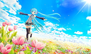 Hatsune-miku in flower field