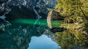 calm body of water, landscape, nature, lake, mountains