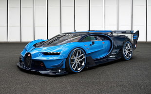 blue and black Maserati sports car, Bugatti Veyron, car, vehicle, blue cars HD wallpaper