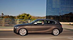 brown BMW 1-series 3-door hatchback, BMW 1, BMW, car, vehicle