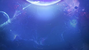 galaxy digital wallpaper, sky, space, blue