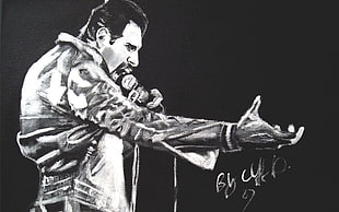 man singing painting, Freddie Mercury, Queen 