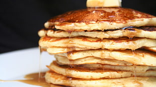 eight layer of pancake in white ceramic plate