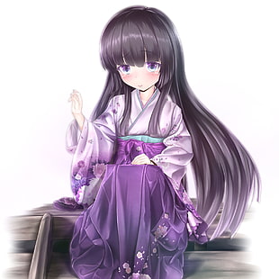 purple dressed girl anime character