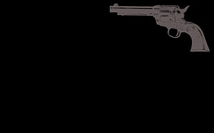 gray revolver, gun, black, minimalism, revolvers