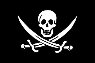black and white pirate banner, Pirate Flag, skull and bones HD wallpaper