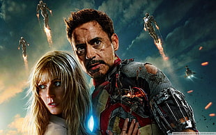 Iron Man and Pepper Pots wallpaper, Iron Man, Iron Man 3, Robert Downey Jr., Gwyneth Paltrow