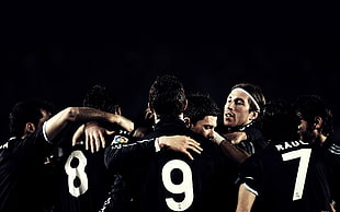 men's black and white 9 soccer jersey, Real Madrid, soccer, men, sport 