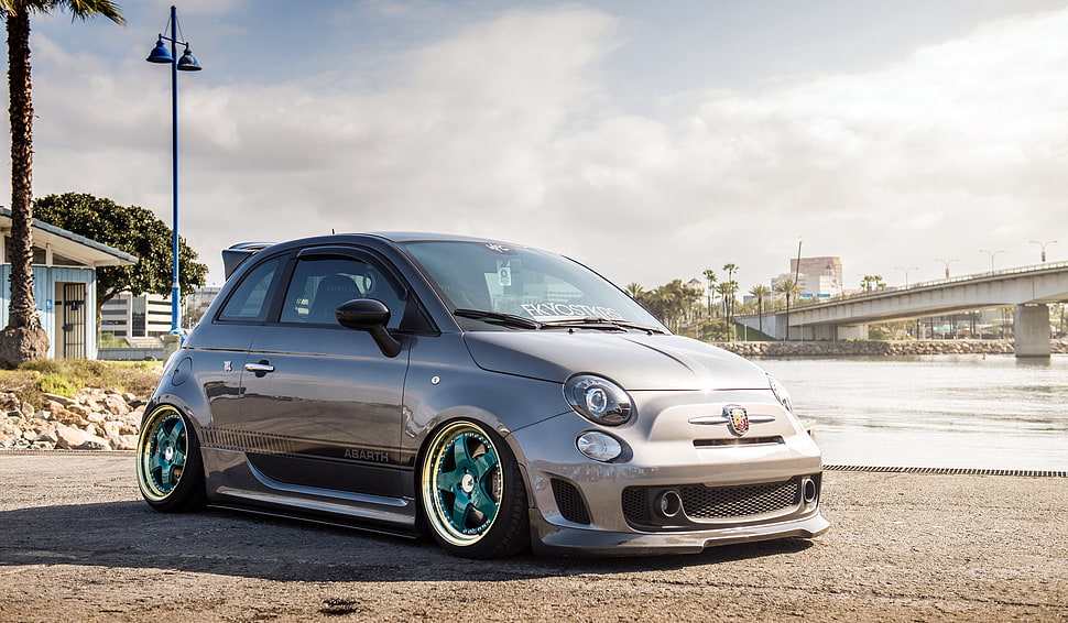 silver FIAT 500 HD wallpaper