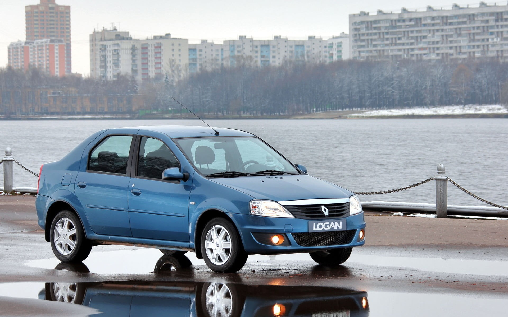 blue Renualt sedan, Dacia, Logan, car, blue cars