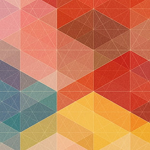 red, pink, blue, and yellow wallpaper, Simon C. Page, abstract, pattern HD wallpaper