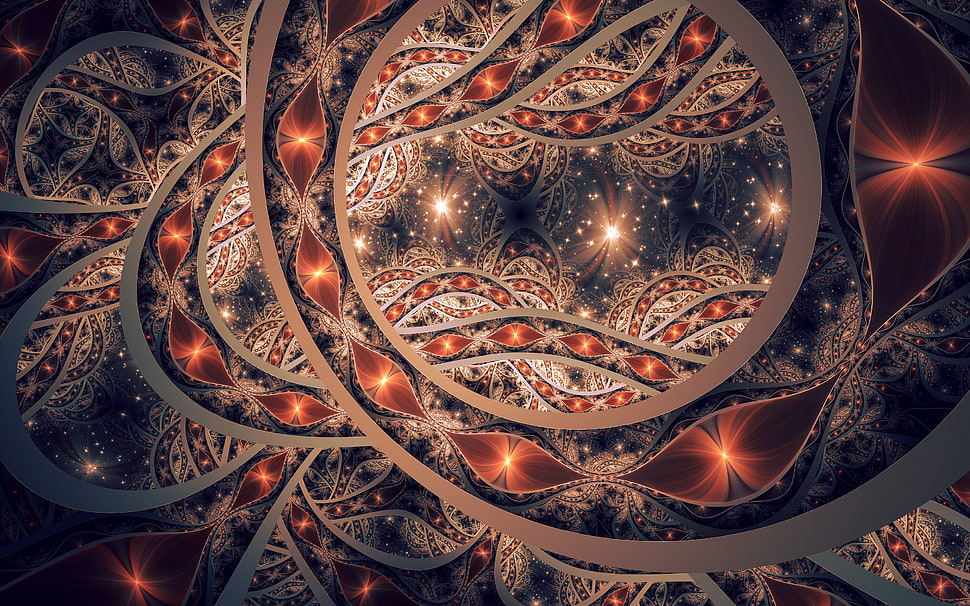 black and brown mandala graphic digital art HD wallpaper