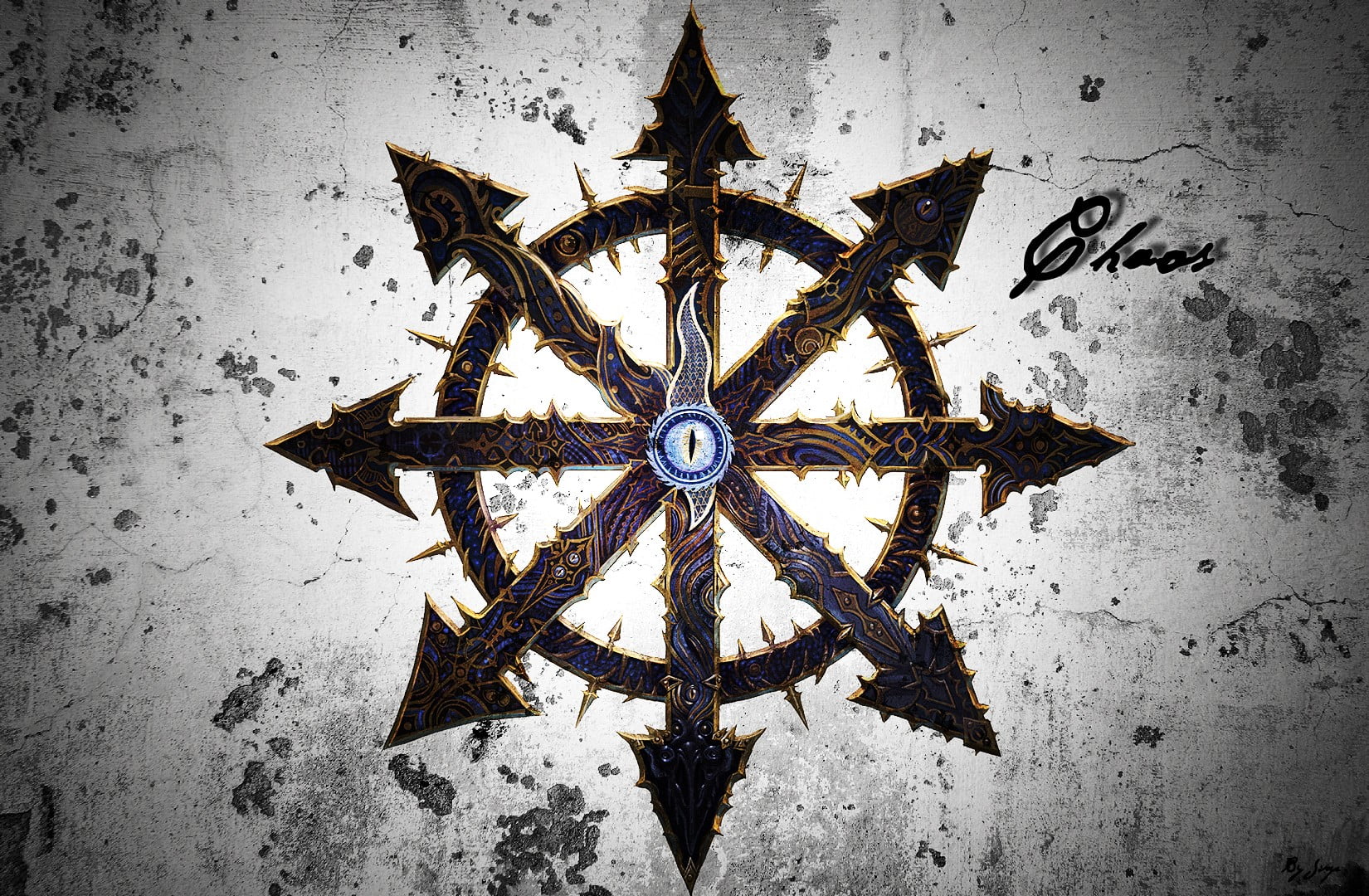 black and brown arrows logo, fantasy art, Chaos, Warhammer 40,000.