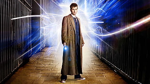 men's brown coat, Doctor Who, The Doctor, TARDIS, David Tennant HD wallpaper