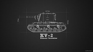 KV-2 Kliment Voreshilov illustration, tank, military, blueprints, KV-2