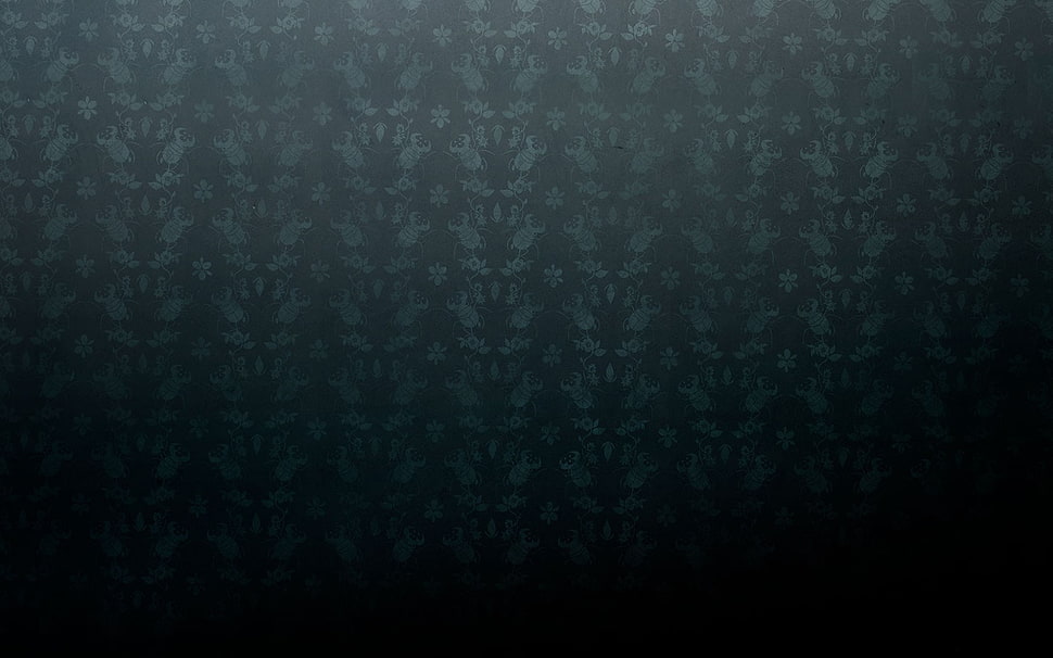 black and gray floral textile, pattern, beetles HD wallpaper