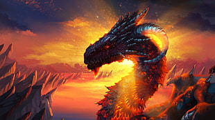 dragon artwork, dragon, artwork, fantasy art, concept art HD wallpaper