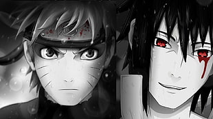 Sasuke and Naruto digital wallpaper, anime, Uzumaki Naruto, Uchiha Sasuke, Naruto Shippuuden HD wallpaper