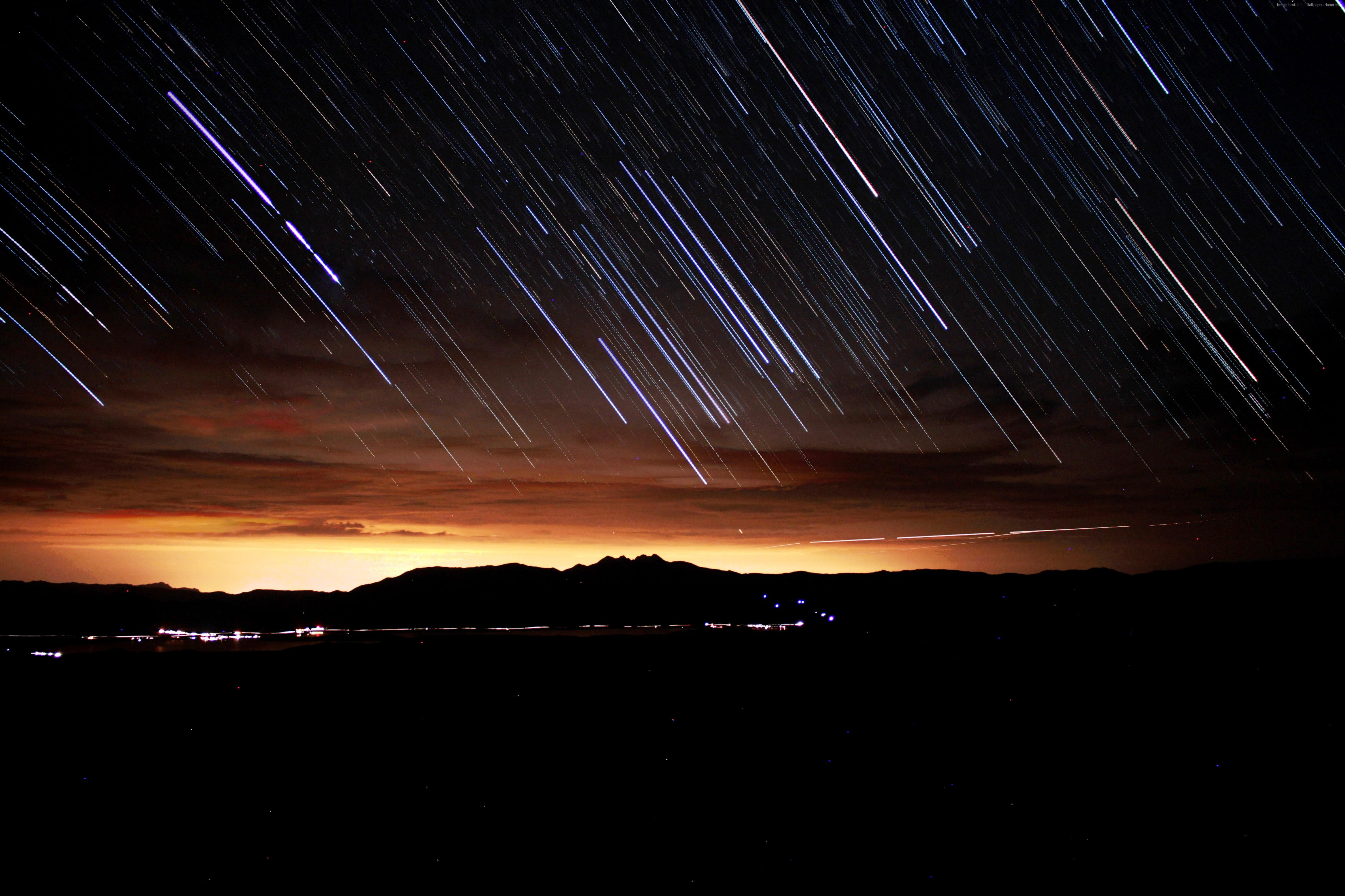 Time lapse photography of falling stars during nighttime HD wallpaper
