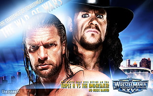 WrestleMania Triple H and The Undertaker advertisement wallpaper, WWE, Triple H, The Undertaker HD wallpaper