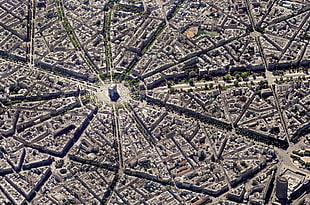 aerial photography Arc de Triumphe, Paris, city, puzzles, Paris, France HD wallpaper