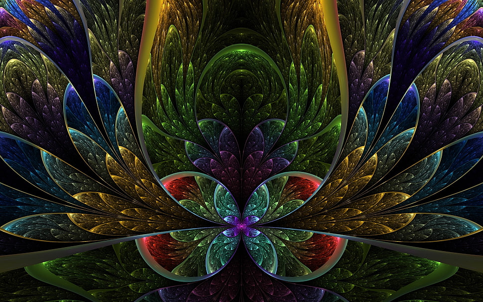 green and gold glass illusion HD wallpaper