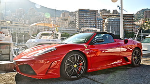 black convertible coupe, Ferrari, Monaco, car, red cars