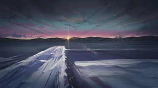 body of water, anime, winter, 5 Centimeters Per Second HD wallpaper