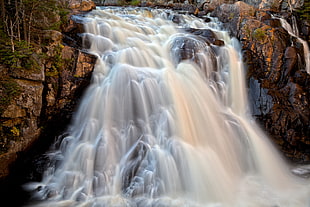 timelapse photography of water falls HD wallpaper