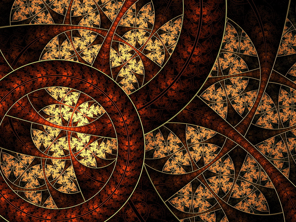 red, brown, and black floral abstract painting HD wallpaper