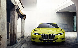 yellow BMW car