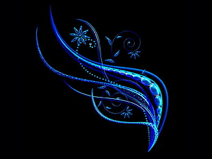 blue floral graphic wallpaper
