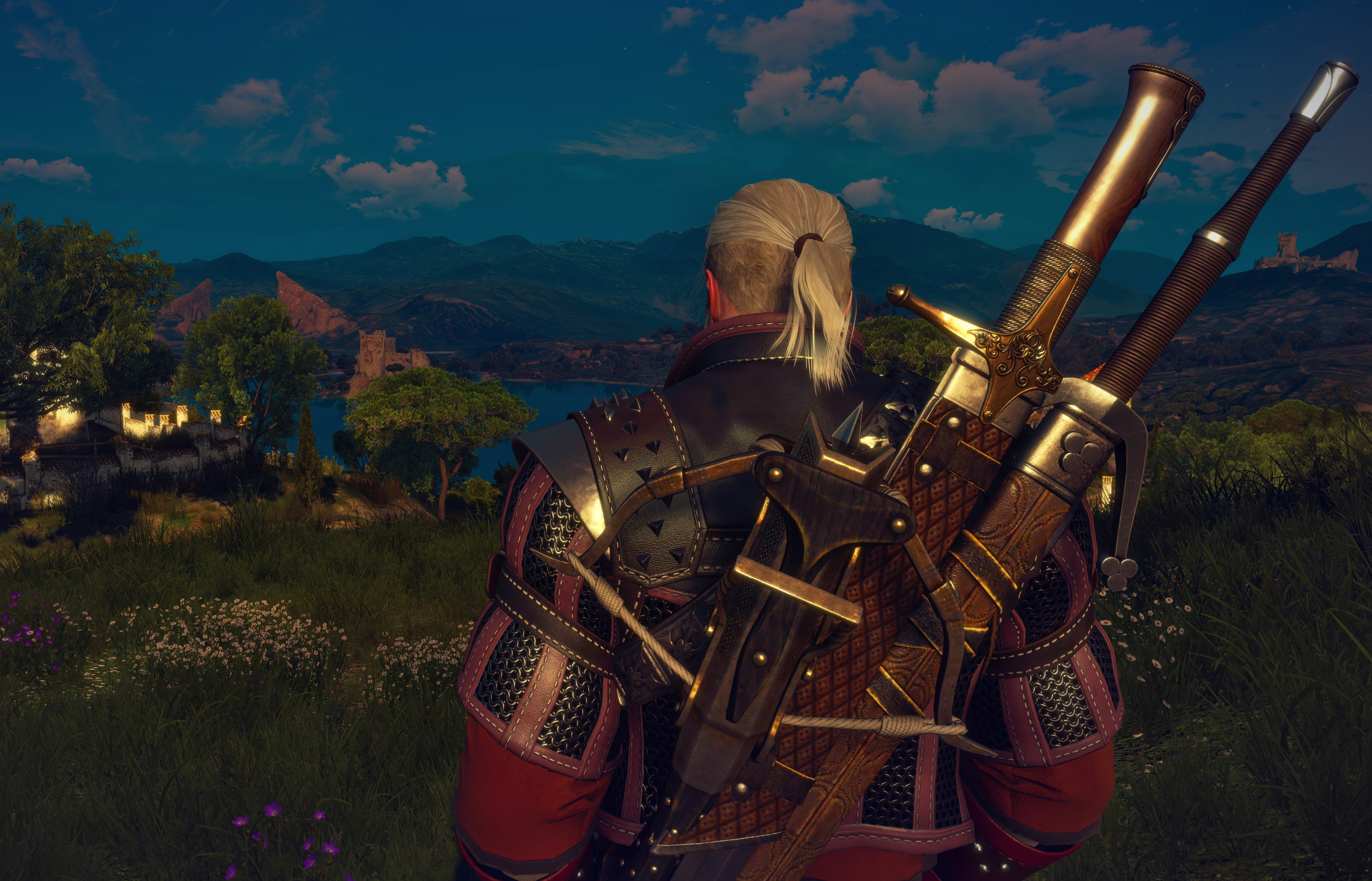 men's black and red polo shirt, The Witcher 3: Wild Hunt, Geralt of Rivia, Nvidia Ansel