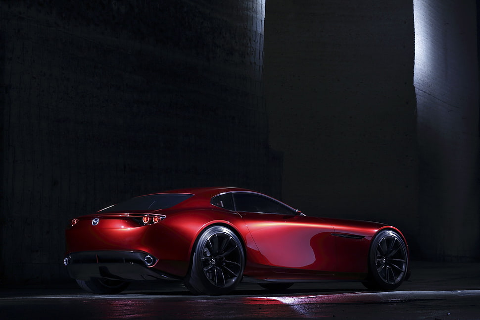 red coupe die-cast model, Mazda, rx-vision, rotary engines, Mazda RX-8 HD wallpaper