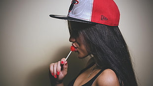 women's red and black New Era flat-brimmed hat, NBA, Miami Heat, Miami, hat HD wallpaper