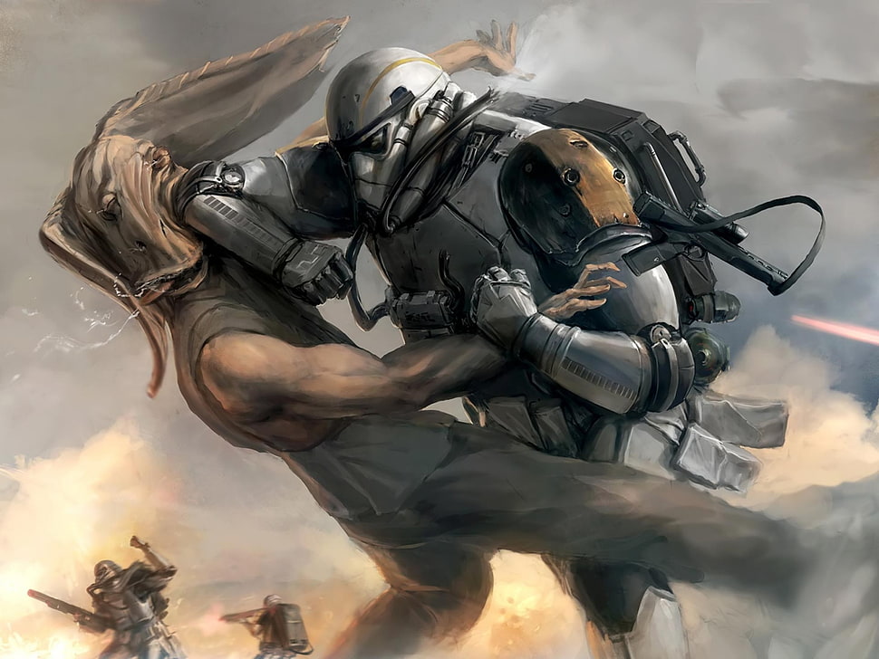 armored man wearing black backpack digital wallpaper, stormtrooper, Star Wars, artwork, fantasy art HD wallpaper