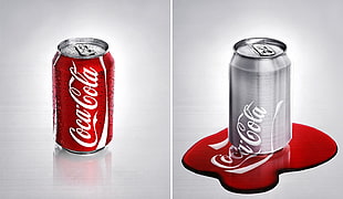 red Coca-Cola soda can collage, collage, Coca-Cola, can, digital art