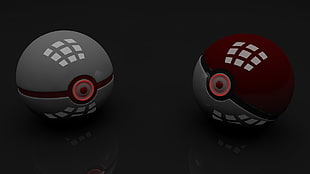 two white and red pokeballs, render, Pokémon HD wallpaper