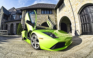green luxury car, car