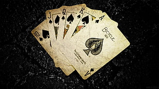 royal straight flush gaming card, cards, aces, playing cards HD wallpaper