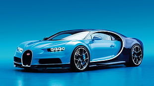 blue sports car, Bugatti, Bugatti Chiron, car, blue cars
