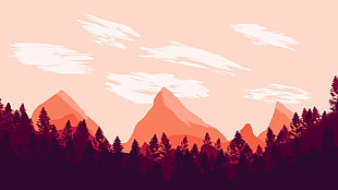 mountains illustration, minimalism, landscape, digital art, mountains