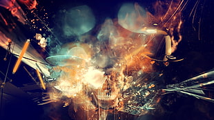 gray human skull wallpaper, digital art, artwork, skull, abstract