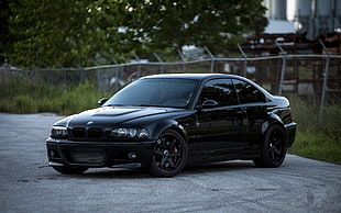 black BMW sedan, BMW, car, E-46, black cars HD wallpaper
