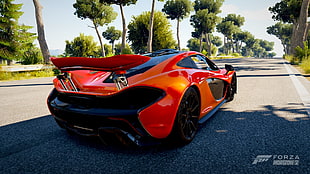 orange sports car Forza game screenshot