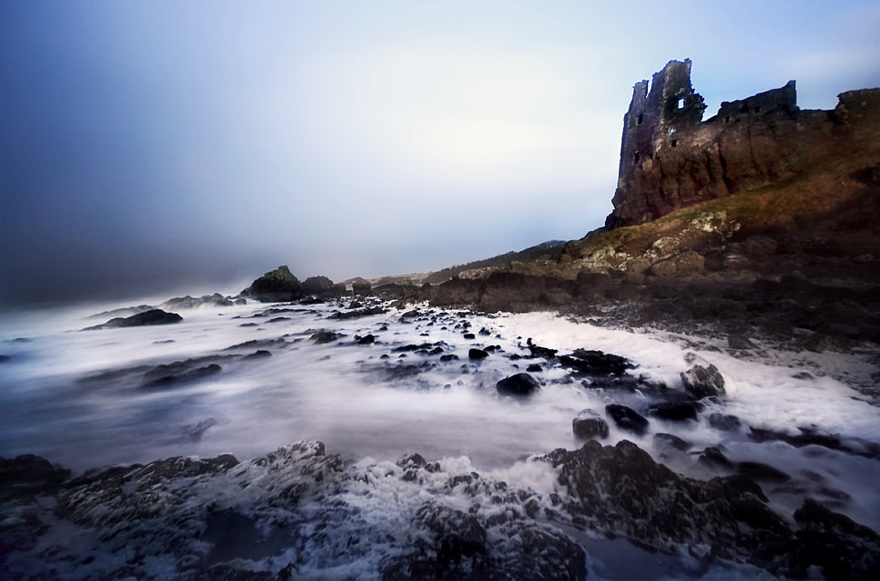 mountain during daytime painting, dunure HD wallpaper