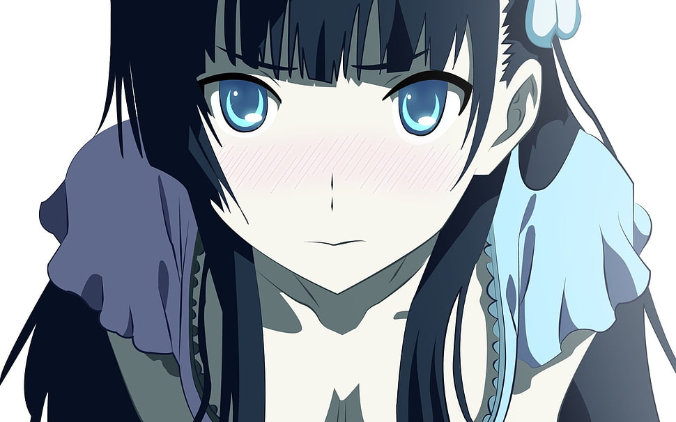 black haired anime girl illustration HD wallpaper
