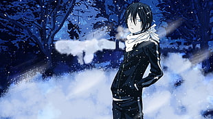 Yato from Noragami, anime, Noragami, Yato (Noragami), snow
