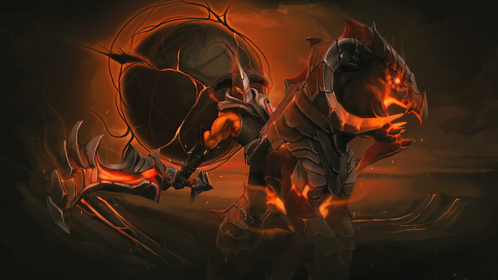 black and orange abstract painting, Dota 2, Loading screen HD wallpaper